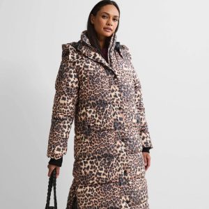 lange winterjas sale panterprint