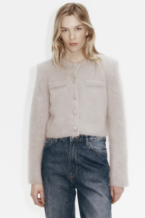 Mohair vest met schoudervulling