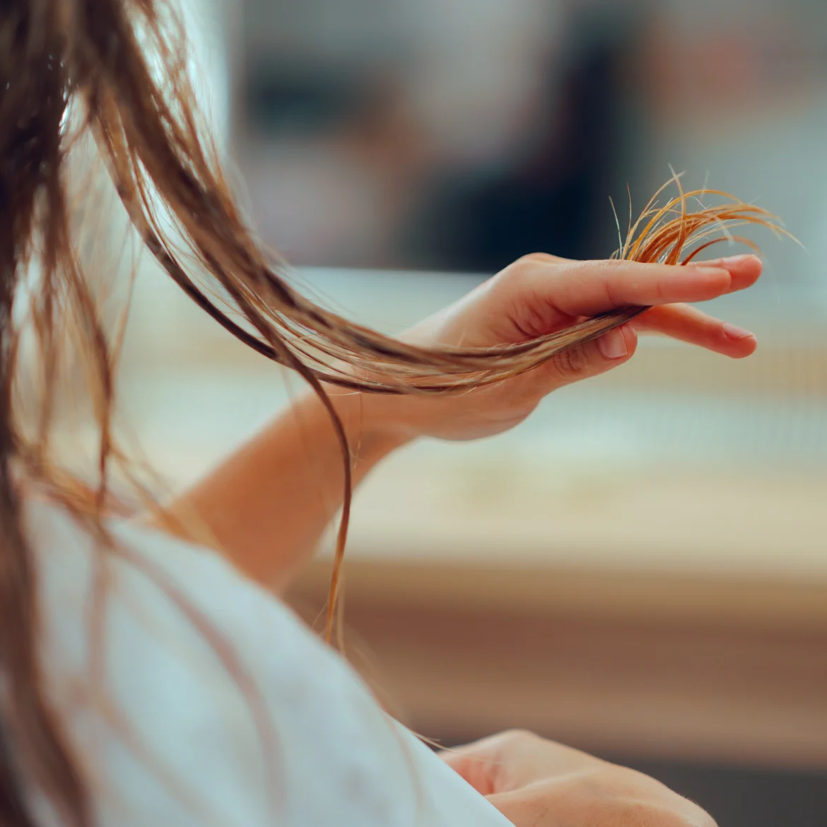Vrouw met gespleten haarpunten