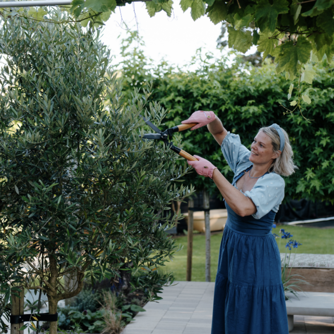 Angelique aan het snoeien