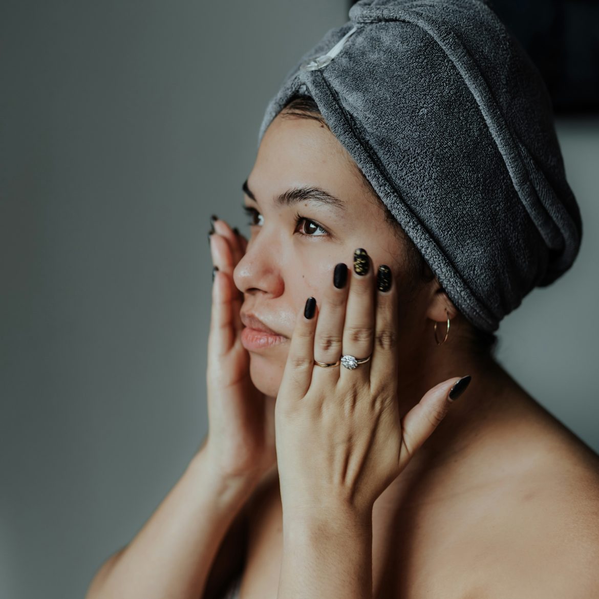 huid, vrouw, badkamer