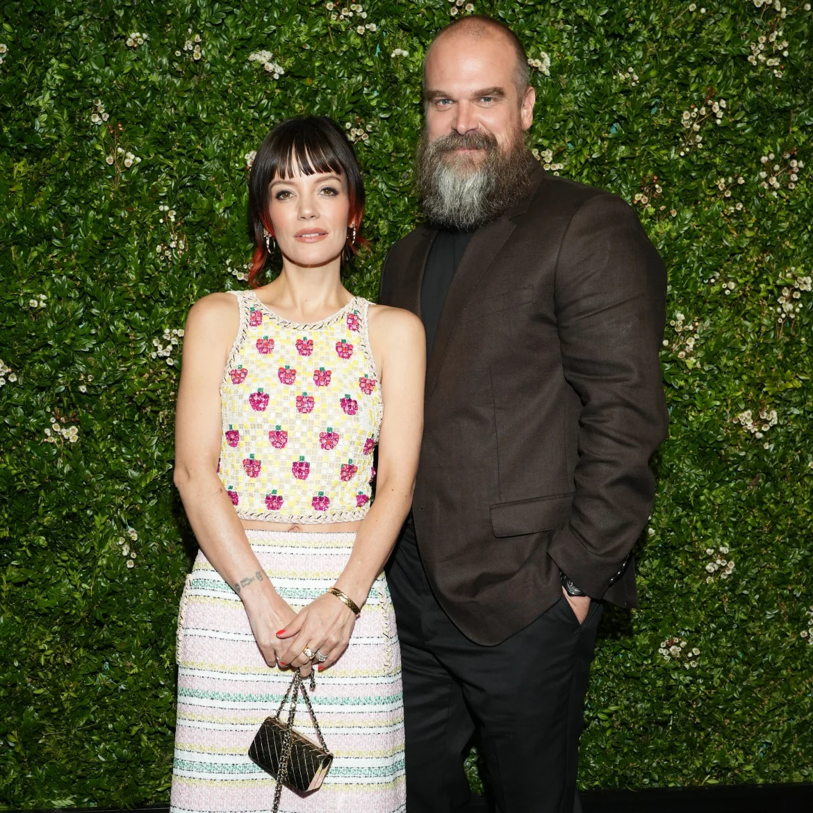 Lily Allen in jurk met ex-man David Harbour