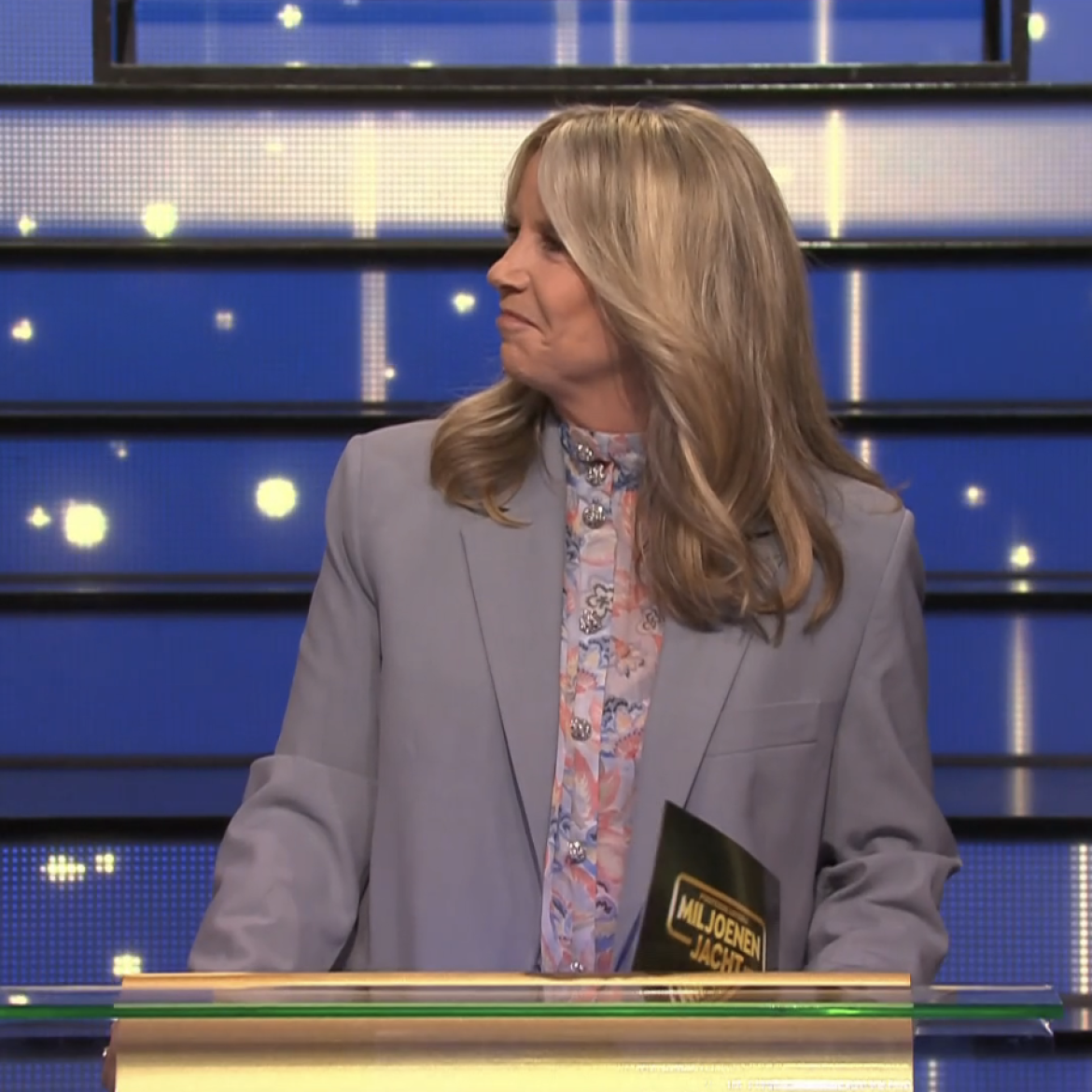 Blauwe blazer van Linda de Mol