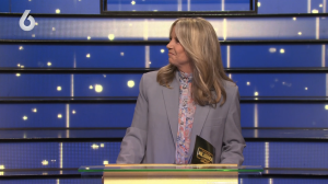 Blauwe blazer van Linda de Mol