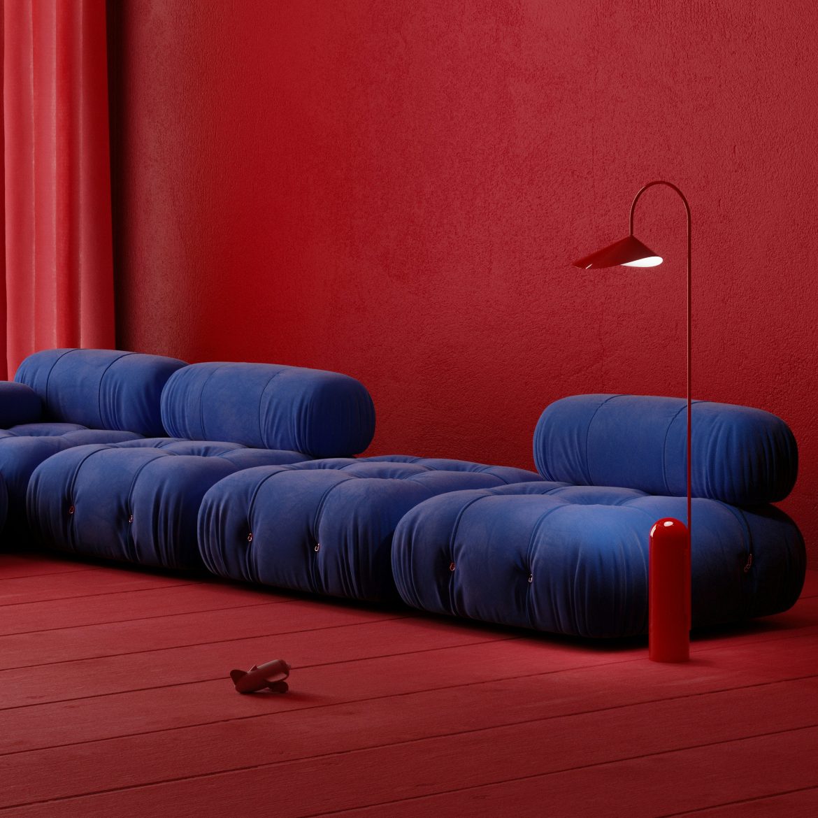 kobaltblauw, rood, trendkleur, interieur