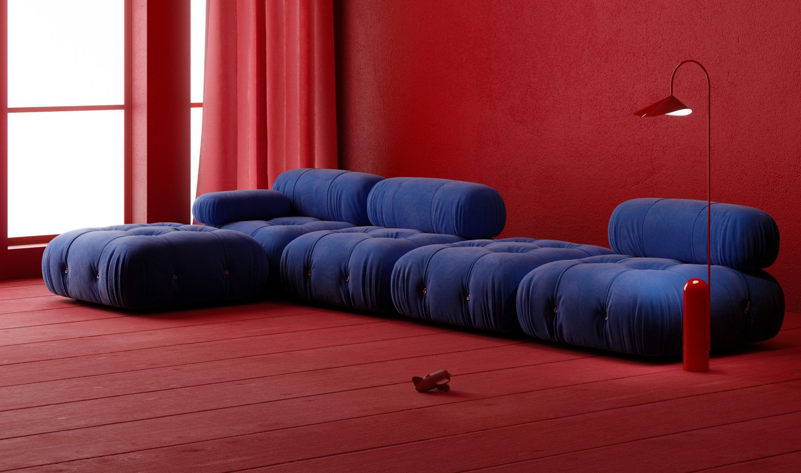 kobaltblauw, rood, trendkleur, interieur