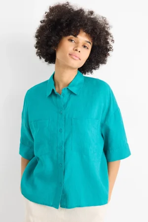 Blouse in azuurblauw