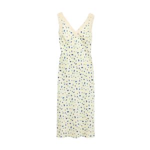 Satijnen midi slipjurk met bloemen- en kanten details
