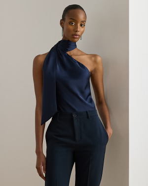 top met sjaal van Ralph Lauren in donkerblauw