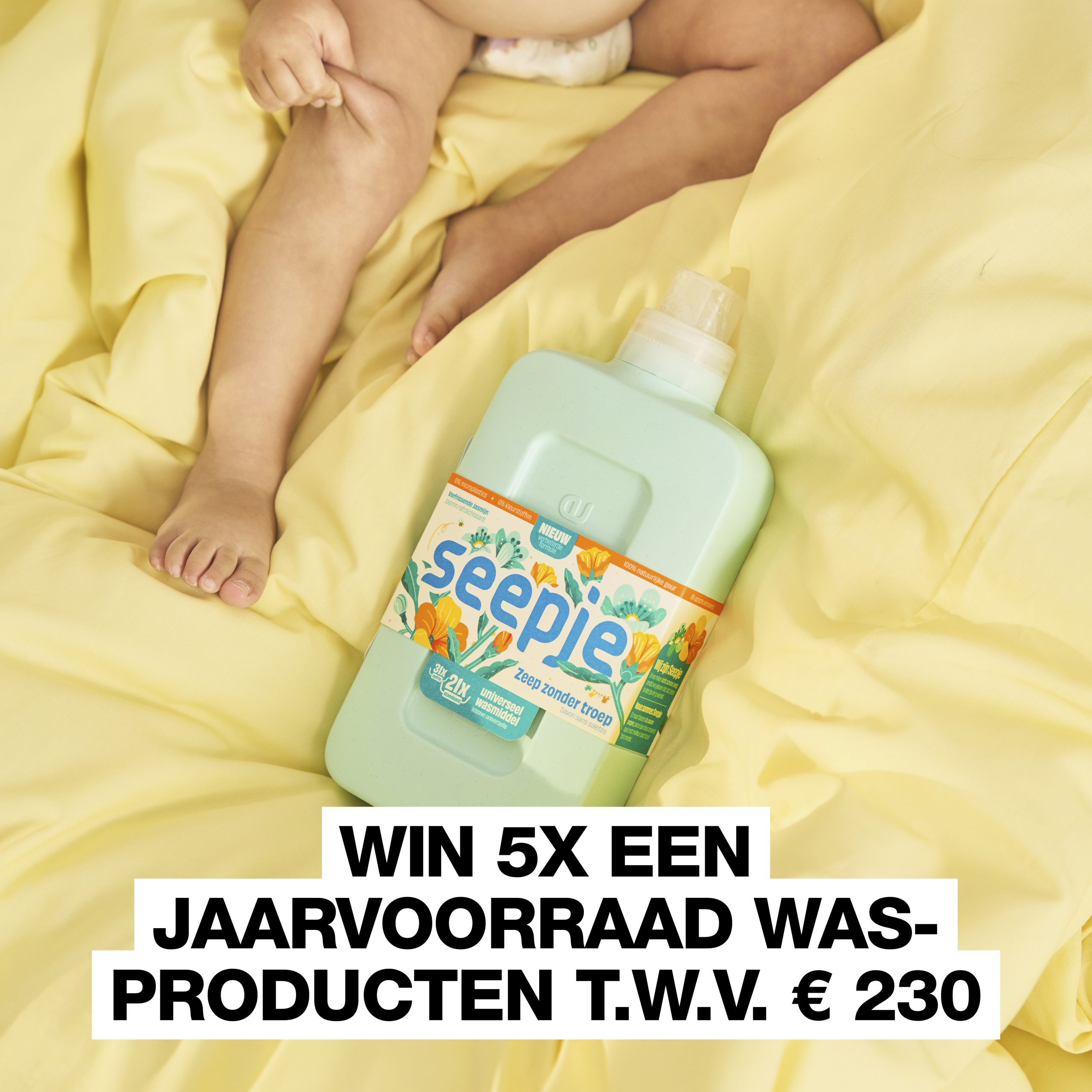 Kleine wasjes, grote wasjes: win nu een jaarvoorraad aan natuurlijk wasmiddel t.w.v. 230 euro van Seepje