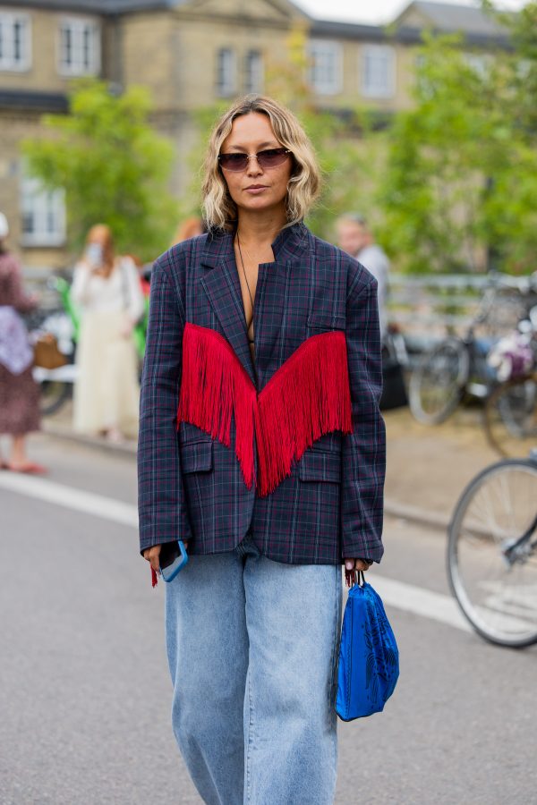 blazer met franje streetstyle