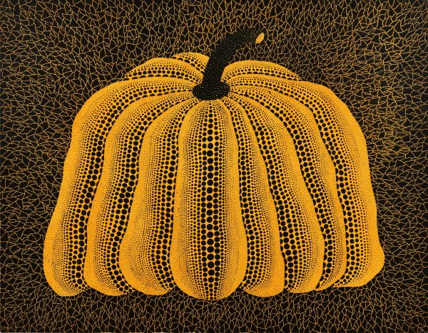 ayoi Kusama, Pumpkin , 1991. Acrylverf op doek, 91 × 116,7 cm. Collectie van de kunstenaar. © YAYOI KUSAMA