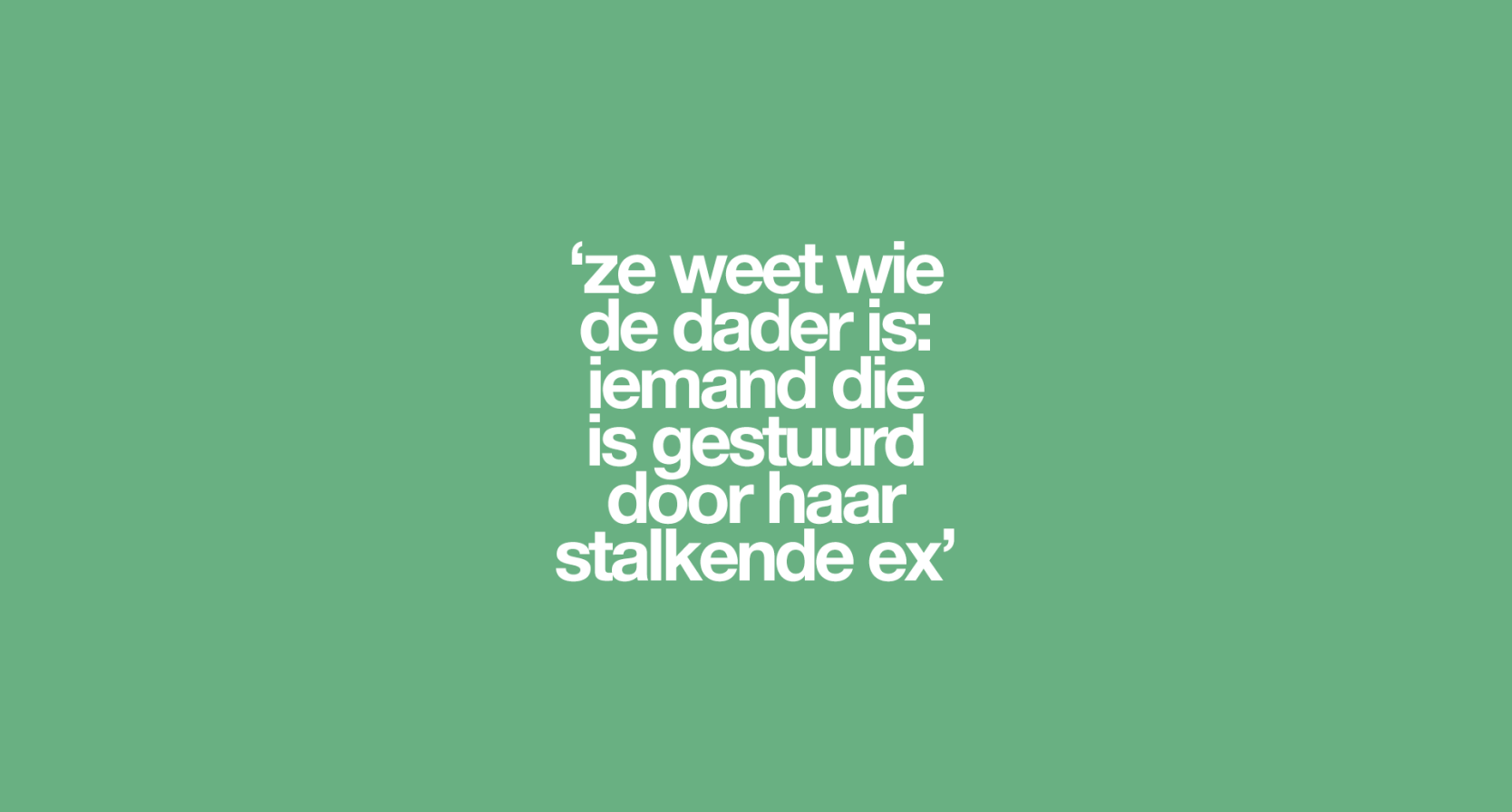 'Weet je wie de dader is?' 'Iemand die aangestuurd is door mijn ex'