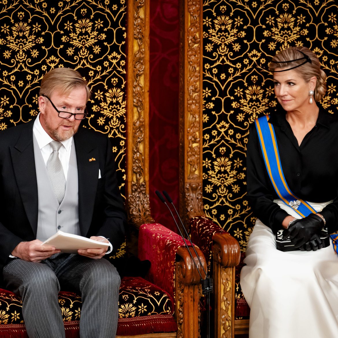 Koning Willem Alexander en koningin Maxima tijdens de troonrede