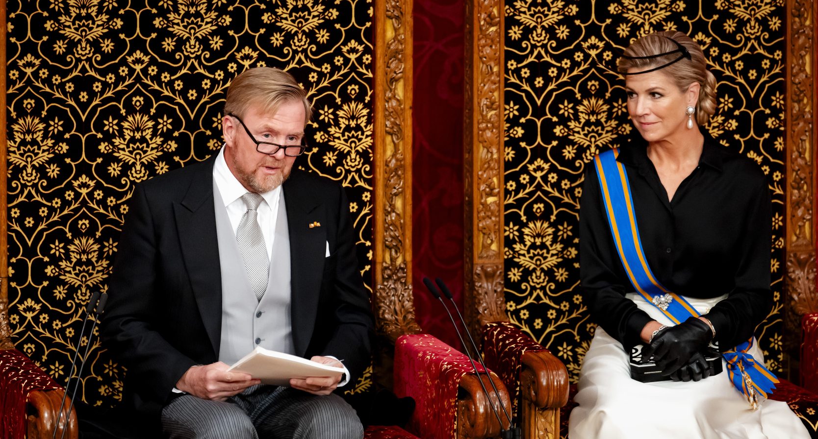 Koning Willem Alexander en koningin Maxima tijdens de troonrede