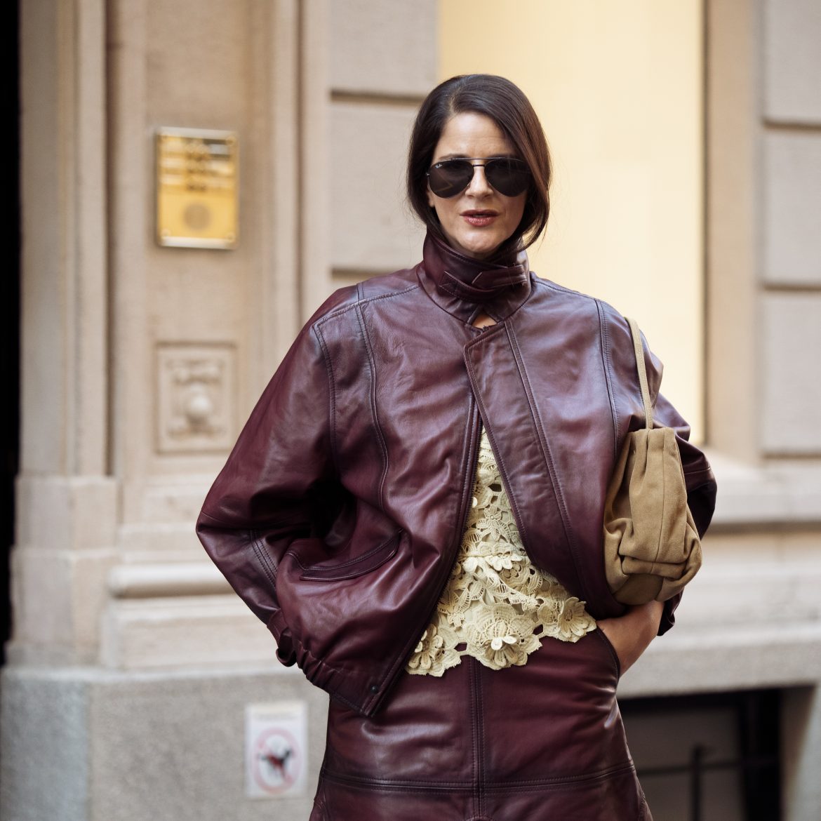 Burgundy leren jas