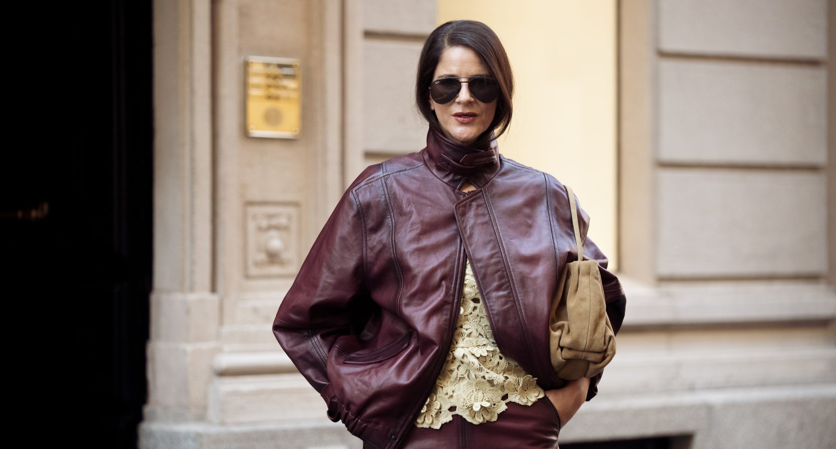 Burgundy leren jas