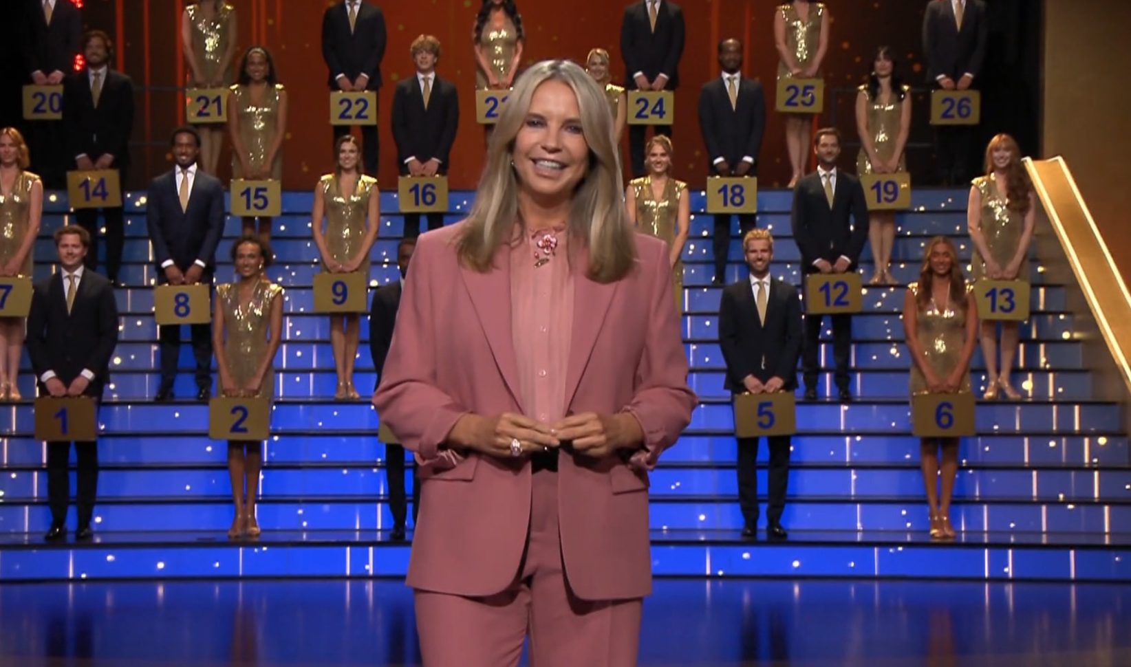 linda de mol roze pak miljoenenjacht mango