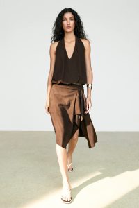 Massimo Dutti suède leren midirok