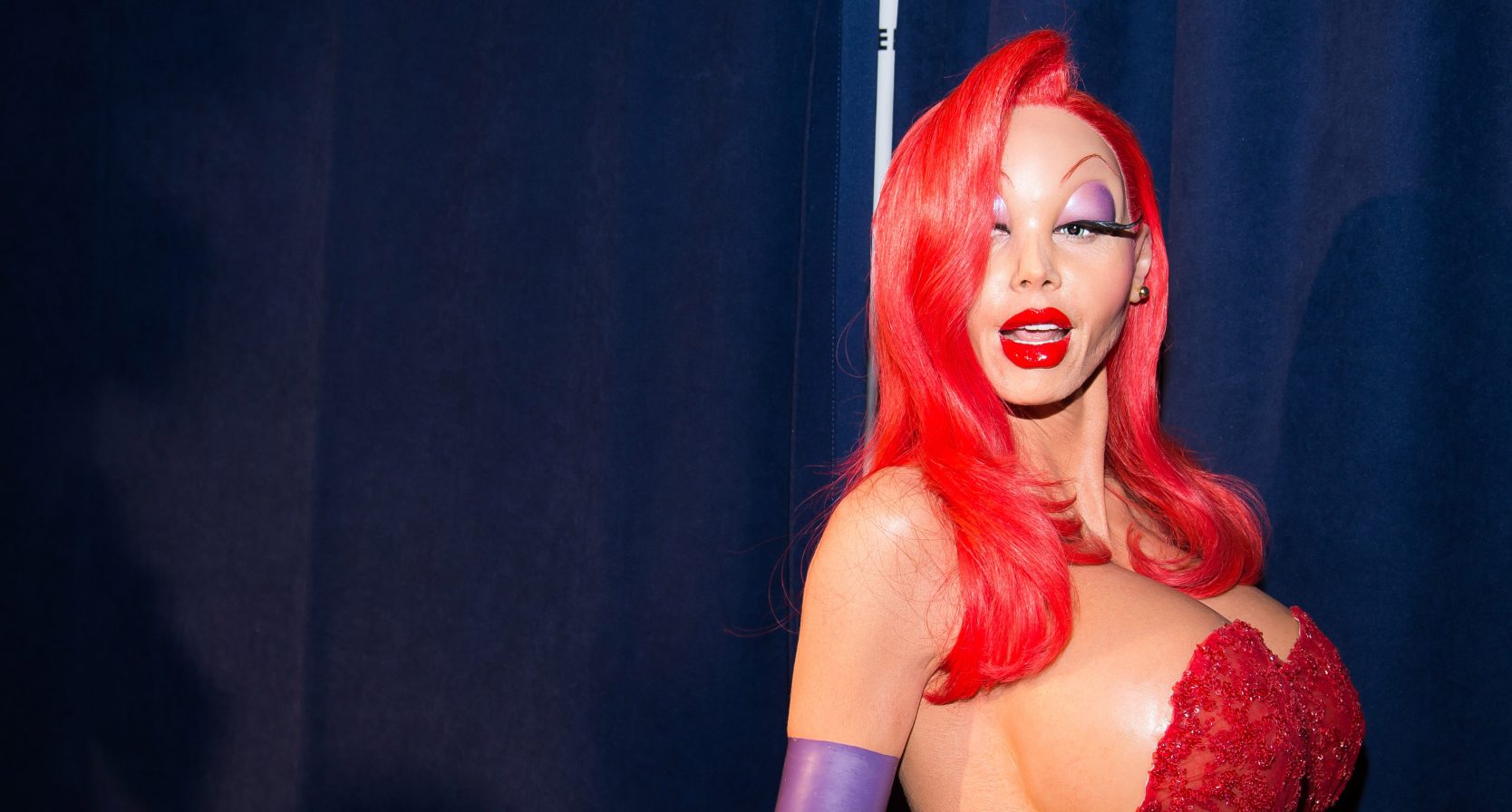 heidi klum als Jessica Rabbit met Halloween